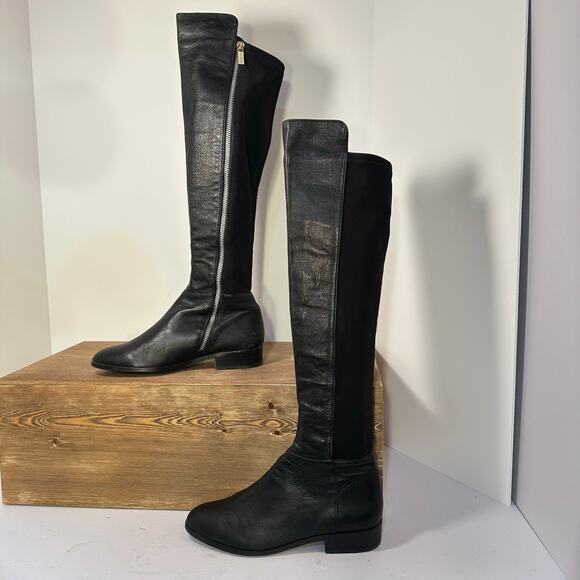 Michael Kors MK Over The Knee Bromley Riding Boots 7.5 Stretch Leather Elevated - Picture 2 of 15